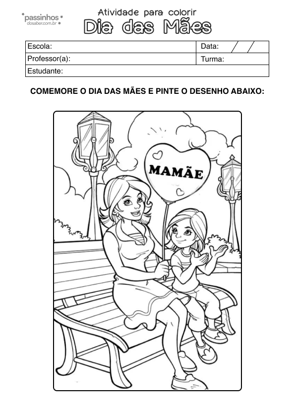 atividade infantil de dia das mães para colorir