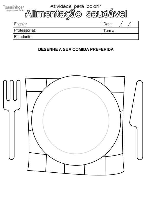 atividade infantil sobre alimentação saudável