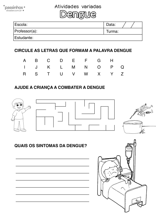 atividade infantil sobre dengue